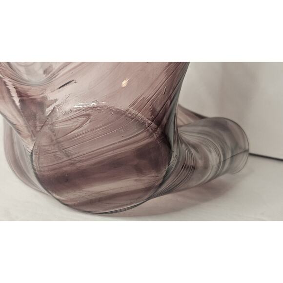 Purple Ribbon Art Glass Handkerchief Bowl Handkerchief Swirl Glass Bowl Purple - Picture 13 of 13